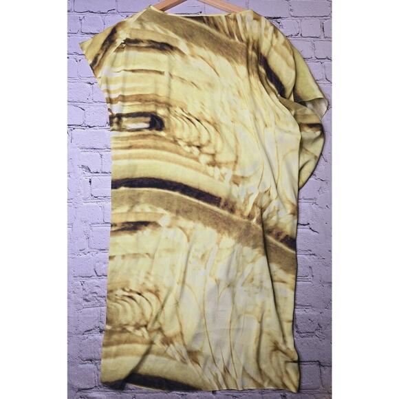 Zero Maria Cornejo Resort 2011 Silk Yellow Print Asymmetrical Dress Size 8 - Picture 8 of 11